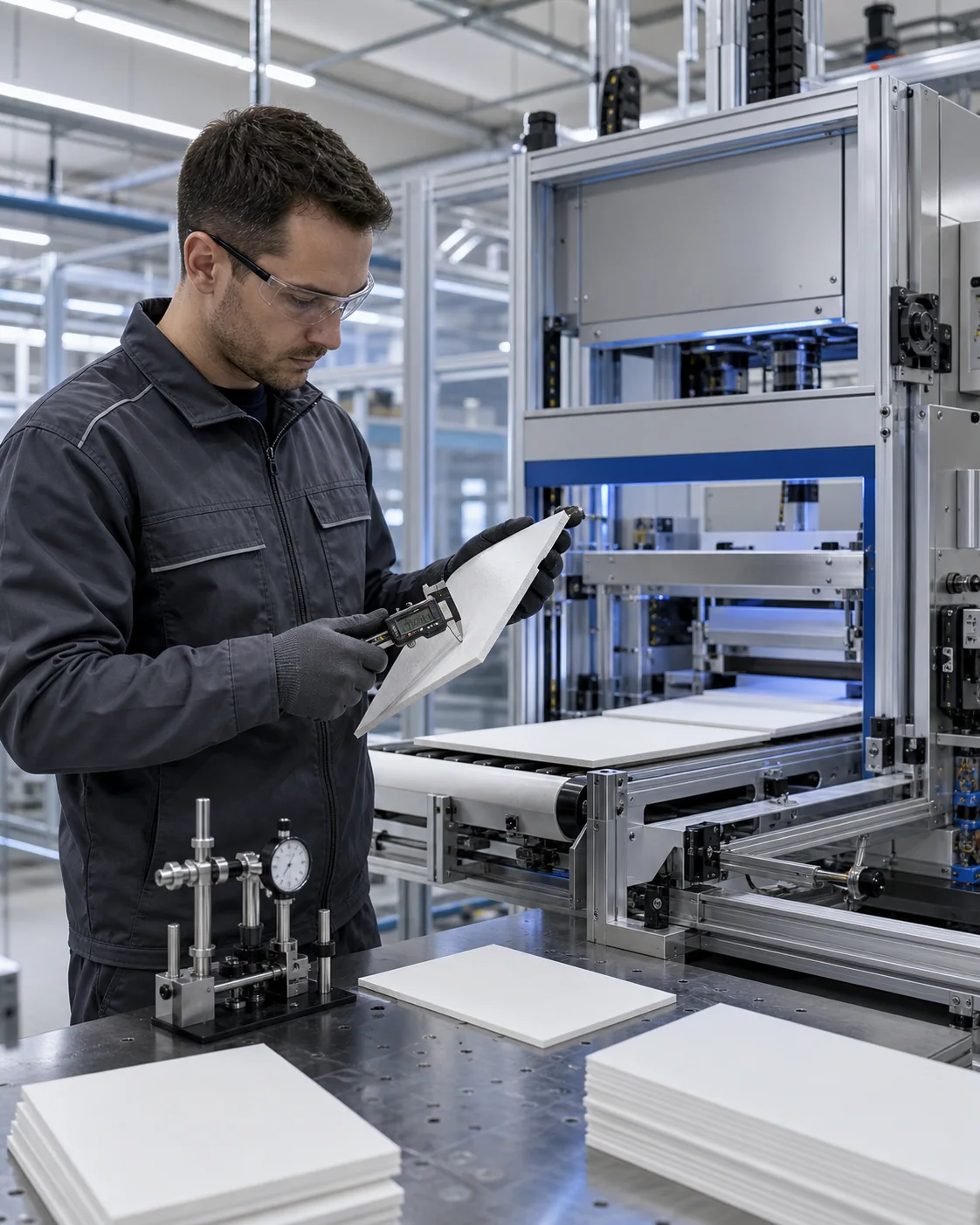 Illustrative manufacturing inspection workflow for thin microporous insulation panels