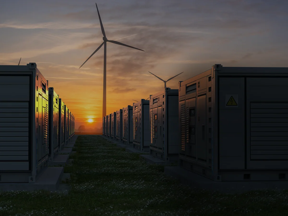 Batteriespeichercontainer in einer Anlage für erneuerbare Energien