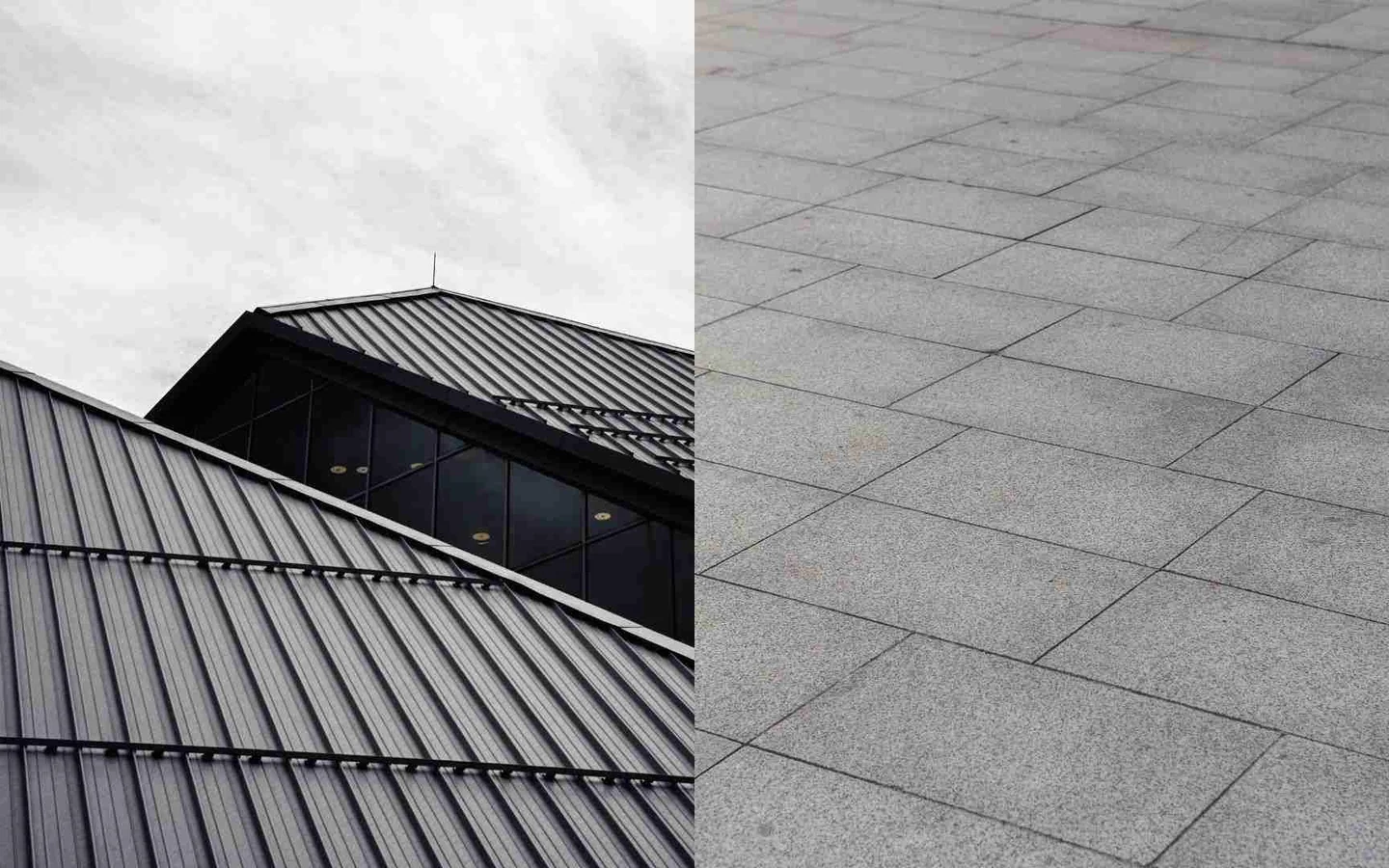 Gebäudedächer und eine geschützte Terrassenfläche mit typischen Positionen begrenzter Aufbauhöhe