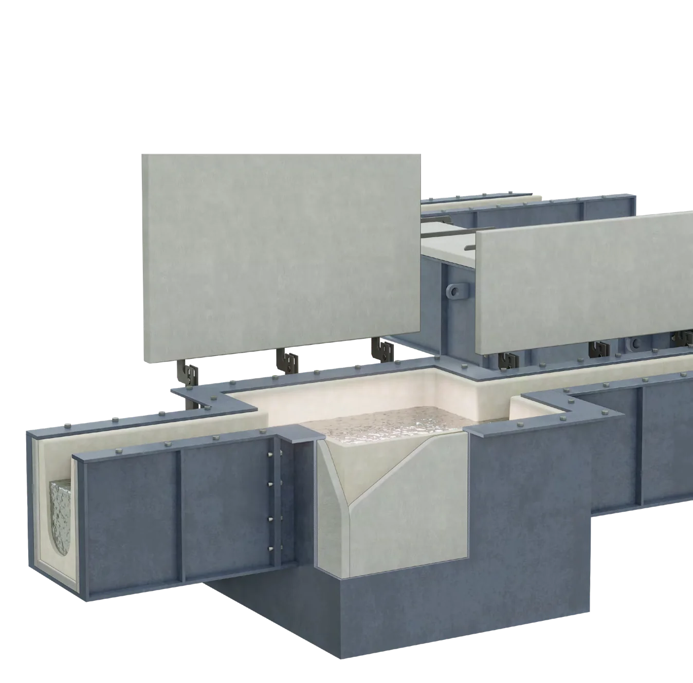 Technische Darstellung von Siltherm Panel an einer Aluminiumschmelzerinne