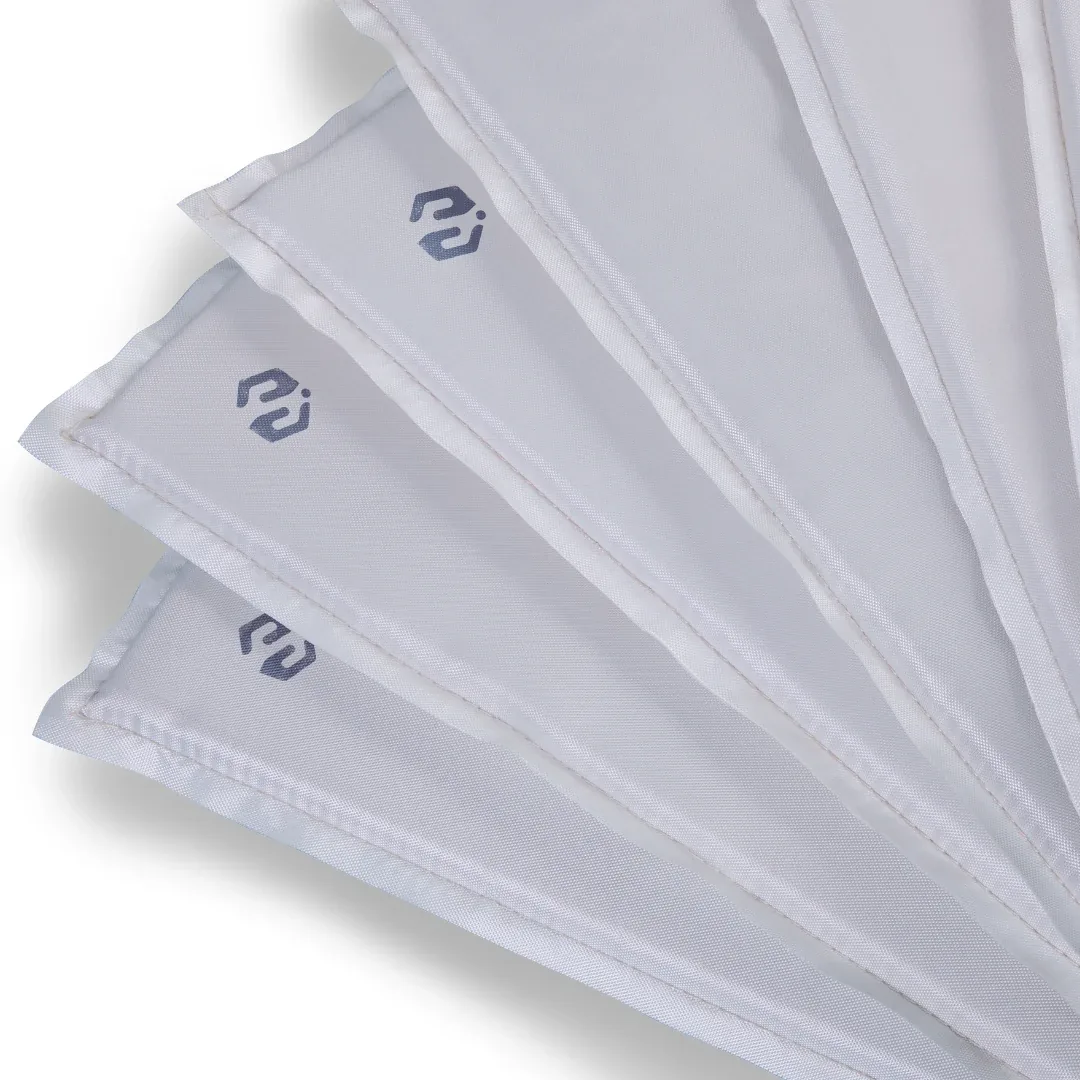 Siltherm encapsulated microporous insulation panels arranged to show their thin flexible format