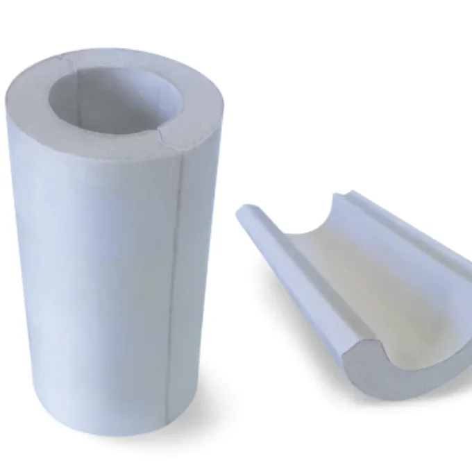 Siltherm Pipe preformed microporous insulation shown as a complete cylinder and split section
